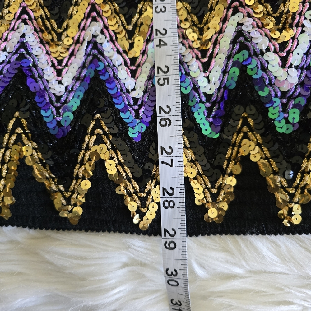 Black Multicolor Sequin Strapless Mini Dress Size… - image 8